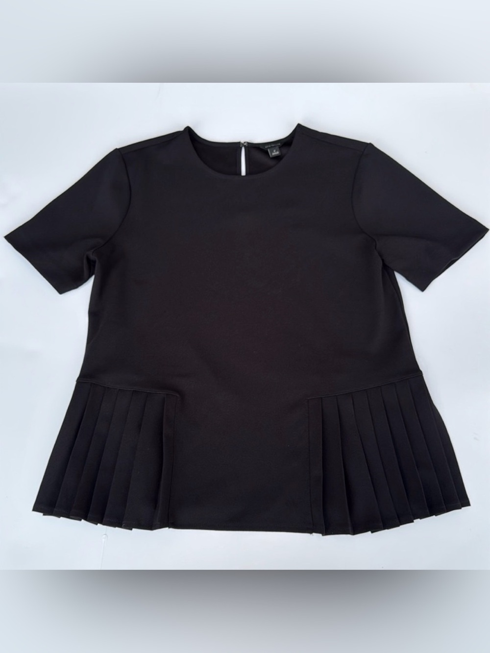 Ann Taylor black pleated peplum top, NWOT, size M